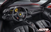 El nivel de acabo y equipamiento del F 458 Spider es ejemplar, con materiales de excelente tacto en todos los guarnecidos.