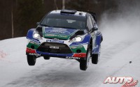 Jari-Mati Latvala con Ford Fiesta WRC durante el Rallye de Suecia de 2012.