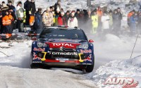 Sébastien Loeb con Citroën DS3 WRC en el Rally de Suecia de 2012, puntuable para el Campeonato del Mundo de Rallyes WRC.