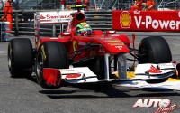Felipe Massa con el Ferrari F150 en el circuito de Montecarlo, durante el Gran Premio de Mónaco de Fórmula 1 de 2011.