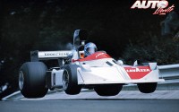 Hans Joachim Stuck (March 751-Cosworth V8) en el circuito de Nürburgring, durante el Gran Premio de Alemania de Fórmula 1 de 1975.