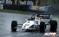 Keke Rosberg (Williams FW08-Cosworth V8) en el circuito británico de Brands Hatch durante el Gran Premio de Europa de Fórmula 1 de 1983.