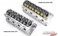 Comparativa de culatas del motor "LT1" del Corvette C7 y del anterior motor "LS3" del Corvette C6.