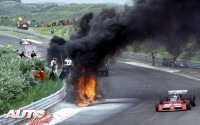 Accidente fatal de Roger Williamson en el Gran Premio de Holanda de 1973, disputado en el circuito de Zandvoort.