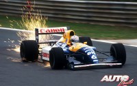Riccardo Patrese con el Williams FW14-Renault RS3 3.5 V10 en el circuito de Estoril, durante el Gran Premio de Portugal de Fórmula 1 de 1991.