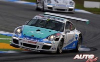 Michael Christensen con el Porsche 911 GT3 Cup en la prueba disputada en el circuito de Hockenheim, puntuable para la Porsche Carrera Cup de Alemania 2012.