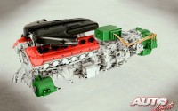 El conjunto propulsor de LaFerrari cuenta con un motor V12 de 800 CV y un motor eléctrico de 163 CV de potencia.