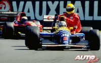 En el GP de Gran Bretaña de 1991 tan solo pasaron bajo la bandera de cuadros los tres integrantes del podio, Nigel Mansell (Williams-Renault), Gerhard Berger (McLaren-Honda) y Alain Prost (Ferrari). Durante la vuelta de refrigeración, Mansell subió a su Williams FW14 al brasileño Ayrton Senna, que se clasificó en cuarta posición a pesar de que su McLaren-Honda se quedó sin combustible en medio del trazado de Silverstone a una vuelta del final.