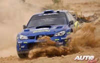 Peter Solberg con el Subaru Impreza WRC en el Rally de Jordania 2008, puntuable para el Campeonato del Mundo de Rallyes WRC.