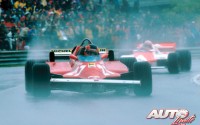 Gilles Villeneuve con el Ferrari 126 CK 1.5 V6 Turbo durante el Gran Premio de Canadá de 1981, disputado en el circuito de Montreal.