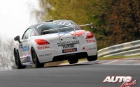Julien Piguet, Guillaume Roman, Julien Rueflin y Paul Englert con el Peugeot RCZ, durante la segunda carrera del Campeonato Alemán de Resistencia "VLN" 2012, disputada en el circuito de Nürburgring.