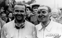 Rudolf Caracciola (izquierda) y Hermann Lang (derecha) obtuvieron las dos primeras posiciones para Mercedes en el Grand Prix de Italia de 1937.