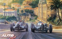 Pintura realizada por Alan Fearnley que refleja el duelo mantenido por Rudolf Caracciola y Manfred von Brauchitsch con sus Mercedes W125 durante el Grand Prix de Mónaco de 1937.