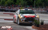 Chris Atkinson con el Citroën DS3 WRC durante el Rally de México 2013, puntuable para el Campeonato del Mundo de Rallyes WRC.