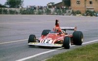 Niki Lauda con el Ferrari 312 B3/74 en el Gran Premio de Brasil de 1974.