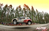 Dani Sordo con el Citroën DS3 WRC en el Rally de Finlandia de 2013, puntuable para el Campeonato del Mundo de Rallyes WRC.