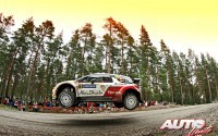 Dani Sordo con el Citroën DS3 WRC en el Rally de Finlandia de 2013, puntuable para el Campeonato del Mundo de Rallyes WRC.