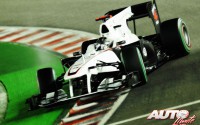 Nick Heidfeld con el Sauber C29 durante el GP de Singapur de Fórmula 1 2010, disputado en el circuito de Marina Bay.