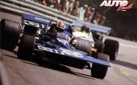 Francois Cevert en pleno contravolante con su Tyrrell-Ford 002 3.0 V8 durante el GP de España de 1971, disputado en el circuito urbano de Montjuic.