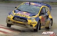 Timur Timerzyanov, al volante del Ford Fiesta ST RX, en la prueba disputada en el circuito de Montalegre (Portugal), puntuable para el Campeonato del Mundo de Rallycross 2015.
