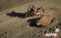 Antoine Meo, a los mandos de su KTM 450 Rally Réplica, durante la etapa 8 del Rally Dakar 2016, disputada entre Salta y Belén.