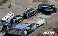 Parque de asistencia del equipo Iveco en la etapa 11 del Rally Dakar 2016, disputada entre La Rioja y San Juan.