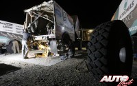Parque de asistencia del equipo Iveco al finalizar la etapa 12 del Rally Dakar 2016, disputada entre San Juan y Villa Carlos Paz.