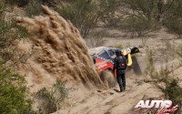 Sébastien Loeb y Daniel Elena (Peugeot 2008 DKR16) quedaron atascados en la arena de la etapa 9 del Rally Dakar 2016, disputada en un bucle realizado entre Belén y Belén.
