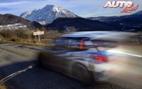 Andreas Mikkelsen, al volante del Volkswagen Polo R WRC, durante el Rallye de Montecarlo 2016, puntuable para el Campeonato del Mundo de Rallyes WRC.