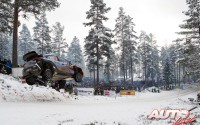 Thierry Neuville, al volante del Hyundai i20 WRC, durante el Rallye de Suecia 2016, puntuable para el Campeonato del Mundo de Rallyes WRC.