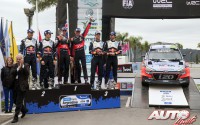 Hayden Paddon, Sébastien Ogier y Andreas Mikkelsen configuraban el podio del Rally de Argentina de 2016.