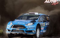 Mads Ostberg al volante del Ford Fiesta RS WRC, durante el Rally de Polonia 2016, puntuable para el Campeonato del Mundo de Rallyes WRC 2016.
