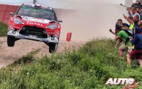 Stéphane Lefebvre al volante del Citroën DS3 WRC, durante el Rally de Polonia 2016, puntuable para el Campeonato del Mundo de Rallyes WRC 2016.