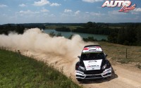Ott Tänak al volante del Ford Fiesta RS WRC, durante el Rally de Polonia 2016, puntuable para el Campeonato del Mundo de Rallyes WRC 2016.