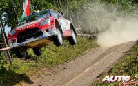Stéphane Lefebvre al volante del Citroën DS3 WRC, durante el Rally de Polonia 2016, puntuable para el Campeonato del Mundo de Rallyes WRC 2016.