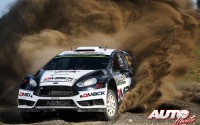 Ott Tänak al volante del Ford Fiesta RS WRC, durante el Rally de Polonia 2016, puntuable para el Campeonato del Mundo de Rallyes WRC 2016.