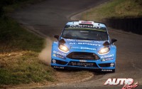 Mads Ostberg al volante del Ford Fiesta RS WRC, durante el Rally de Alemania 2016, puntuable para el Campeonato del Mundo de Rallyes WRC.