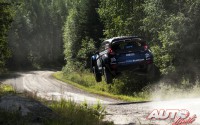 Mads Ostberg al volante del Ford Fiesta RS WRC, durante el Rally de Finlandia 2016, puntuable para el Campeonato del Mundo de Rallyes WRC.