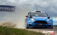 Mads Ostberg al volante del Ford Fiesta RS WRC, durante el Rally de Alemania 2016, puntuable para el Campeonato del Mundo de Rallyes WRC.
