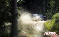 Thierry Neuville al volante del Hyundai i20 WRC, durante el Rally de Finlandia 2016, puntuable para el Campeonato del Mundo de Rallyes WRC.