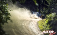 Sébastien Ogier al volante del Volkswagen Polo R WRC, durante el Rally de Finlandia 2016, puntuable para el Campeonato del Mundo de Rallyes WRC.