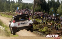 Ott Tänak al volante del Ford Fiesta RS WRC, durante el Rally de Finlandia 2016, puntuable para el Campeonato del Mundo de Rallyes WRC.