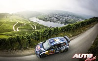 Sébastien Ogier al volante del Volkswagen Polo R WRC, vencedor del Rally de Alemania 2016, puntuable para el Campeonato del Mundo de Rallyes WRC.