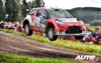 Kris Meeke al volante del Citroën DS3 WRC, vencedor del Rally de Finlandia 2016, puntuable para el Campeonato del Mundo de Rallyes WRC.