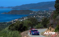 José Antonio Suárez al volante del Peugeot 208 T16 R5 WRC2, durante el Rally de Francia / Tour de Córcega 2016, puntuable para el Campeonato del Mundo de Rallyes WRC 2016.