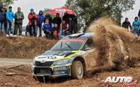 Julien Maurin al volante del Skoda Fabia R5 WRC2, durante el Rally de España / Cataluña 2016, puntuable para el Campeonato del Mundo de Rallyes WRC2 2016.
