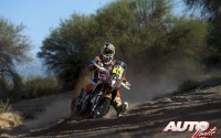 Matthias Walkner, a los mandos de la KTM 450 Rally Replica, durante la 11ª etapa del Rally Dakar 2017, disputada entre San Juan y Río Cuarto (Argentina).