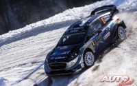 Ott Tänak, al volante del Ford Fiesta WRC, durante el Rallye de Montecarlo 2017, puntuable para el Campeonato del Mundo de Rallyes WRC.