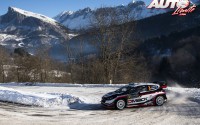 Elfyn Evans, al volante del Ford Fiesta WRC, durante el Rallye de Montecarlo 2017, puntuable para el Campeonato del Mundo de Rallyes WRC.