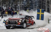 Craig Breen, al volante del Citroën C3 WRC, durante el Rallye de Suecia 2017, puntuable para el Campeonato del Mundo de Rallyes WRC.